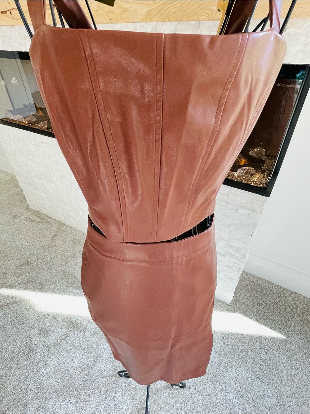 Jason Wu Dusky Milk Chocolate Faux Leather Midi Dress